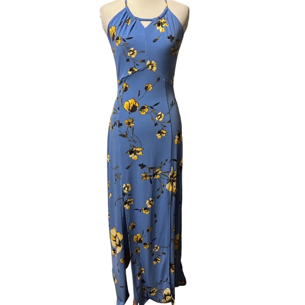 Candies halter style maxi, dress with cut out at the neckline, slits at bottom